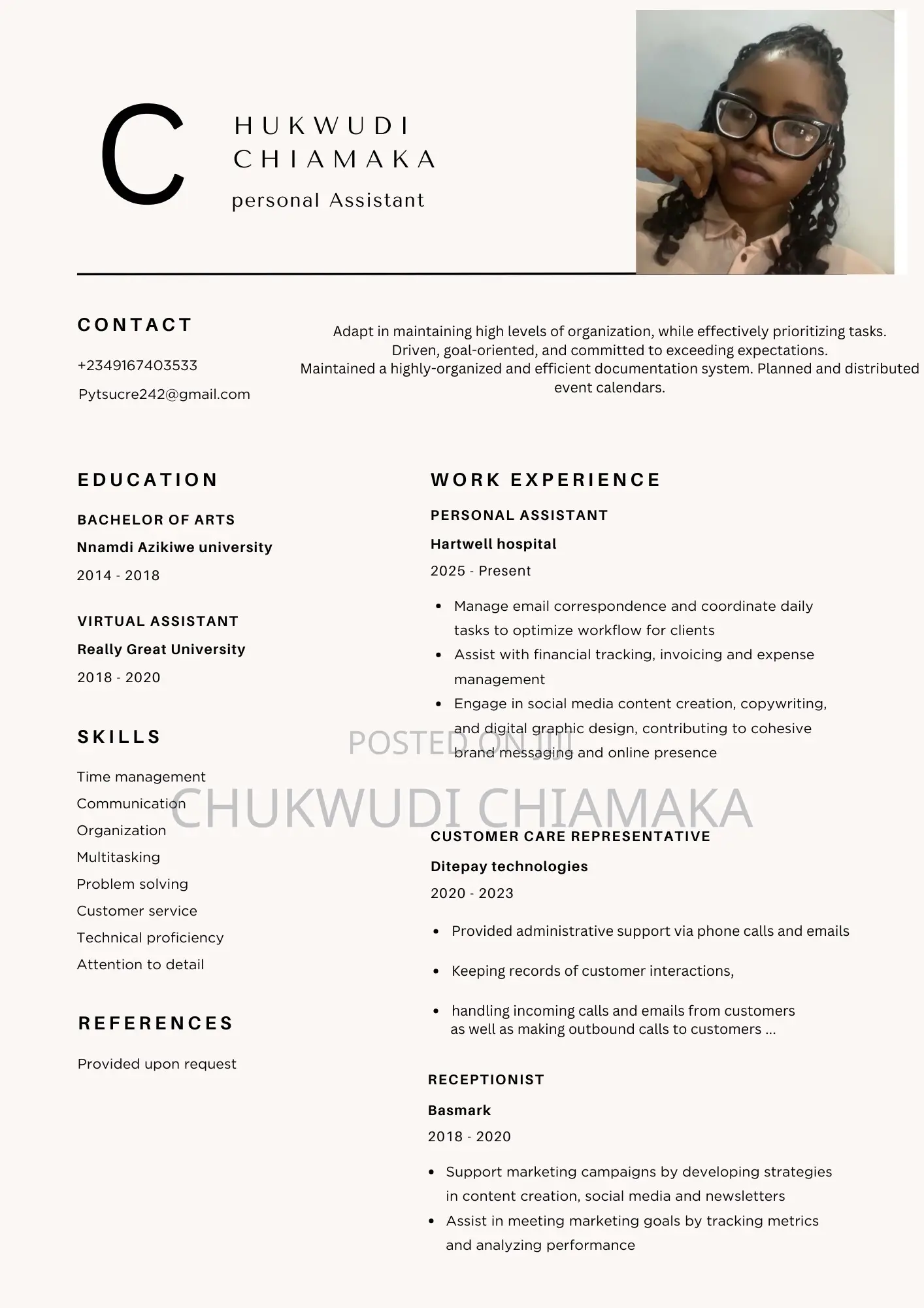 Female Personal Assistance