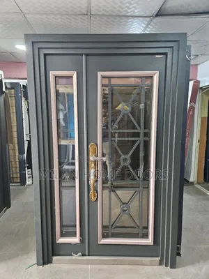 Gray 4ft Big Frame Glass Security Entrance Door