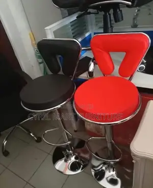 Bar Stool Long Pole Love Shape Black and Red