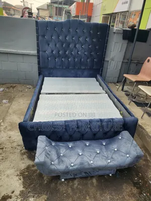 Grey Padded 4.5by6 Bed Stand With Footrest