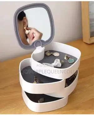 Rotating Jewelry Box ( Square Design) With Mirror