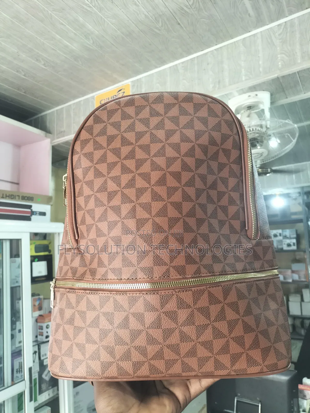 Multipurpose Women Backpack With Creative Patterns - Brown