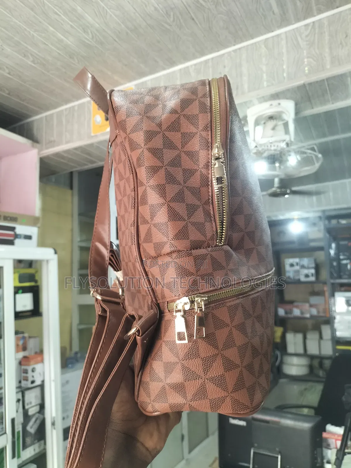 Multipurpose Women Backpack With Creative Patterns - Brown