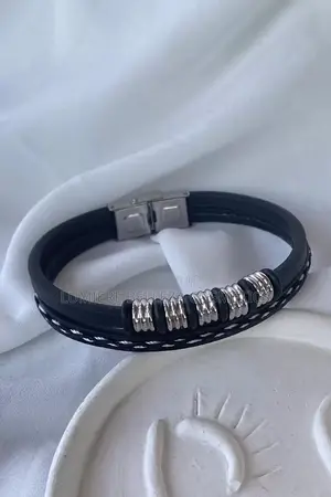 Black Color Metal Detailed Steel Bracelet