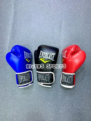 Everlast Deluxe Professional Boxing Glove in Black,Blue,Red