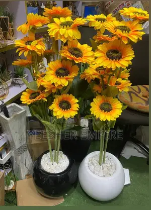 Sunflower In Round Fibre Pot