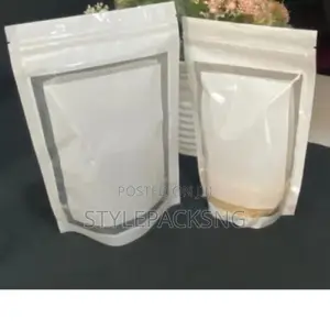 White Nylon With Transparent Border Ziplock Pouch 13cmx21cm
