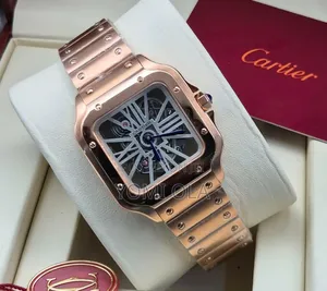 Cartier White Skeletal Dial Gold Watch