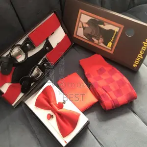Suspenders Combo With Bow Ties Pocket Square Cufflinks