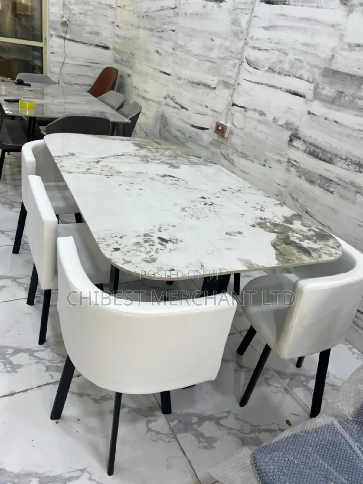 Marble Dining Table With Six Cjairs