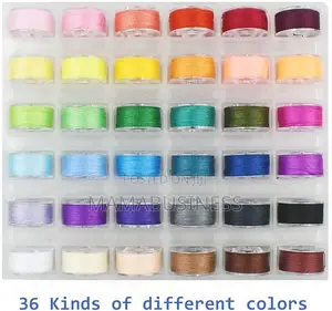 36 Colored Thread Plastic Bobbins Box