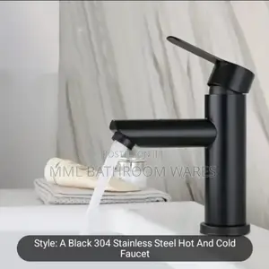Sleek Black Basin Mixer for Hot and Cold Water