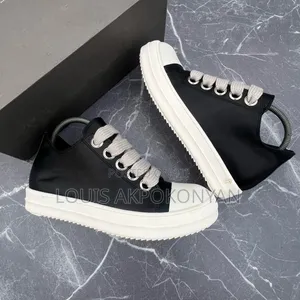Rick Owen Black and White Low Cut Sneakers