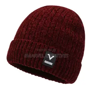 Winter Velvet Lining Beanie Cap Crochet Bonnet Knitted Hat