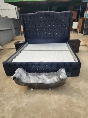 Padded Family Size Bed Stand With Side Drawers.