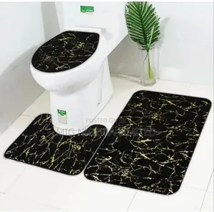 3pcs Toilet and Bathroom Rug Anti Slip Rug Mat