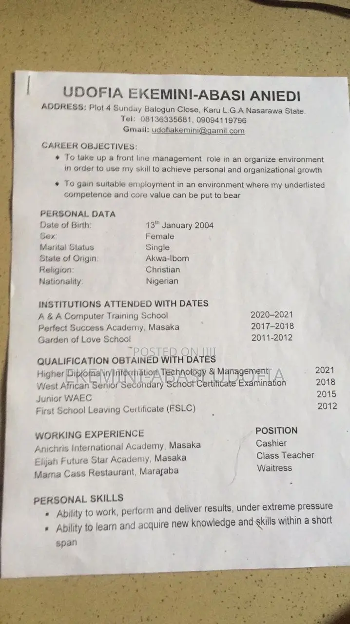 Job Curriculum Vitae