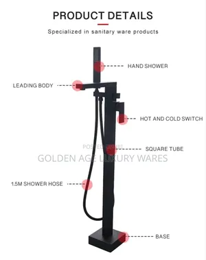 Square Free Standing Bathtub Mixer Black