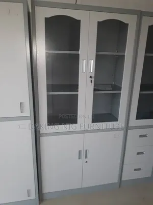 Metal Bookshelf With Glass Door