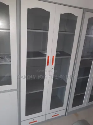 Metal Bookshelf With Glass Door