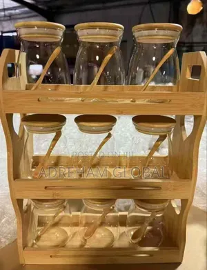 Airtight 9pcs Wooden Spice Containers And Rack Big Size