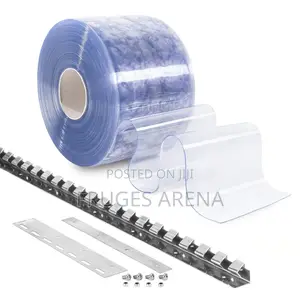 3mm X 200mm X 50m PVC Strip Curtains + 3 Galvanized Hangers