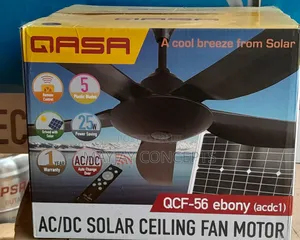 QASA 5-blades Ac/Dc Solar Ceiling Fan With Remote-25watts