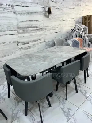 Detachable Marble Dining Table Set For 6