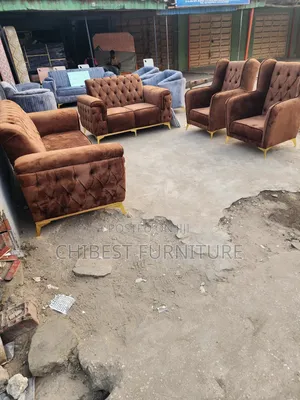 Set of Complete Brown Sofa Chair.