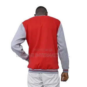 Danami Varsity Baseball Bomber Jacket- Red Light Grey