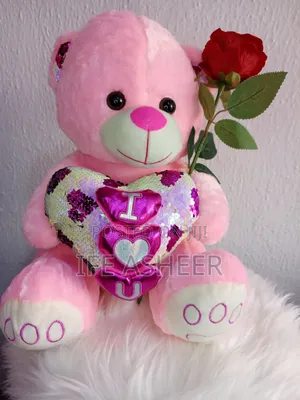 35cm Teddy Bear With a Scented Rose Flower 01