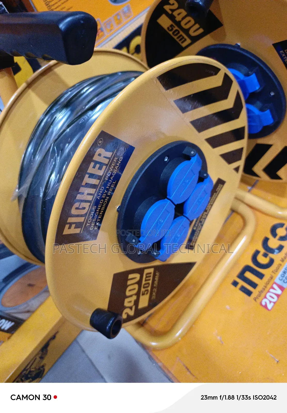 FIGHTER 4-Way Socket Cable Reel - 50m Cable
