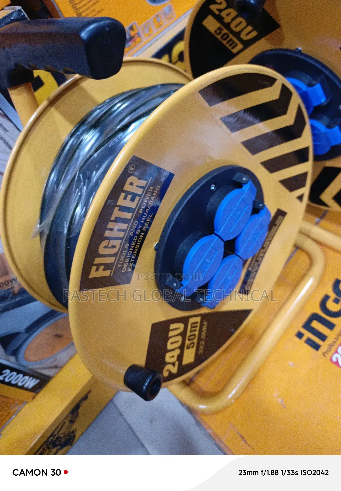 FIGHTER 4-Way Socket Cable Reel - 50m Cable
