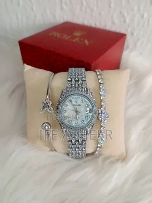 Ladies Rolex Iced Watch With 2 Bracelets 003