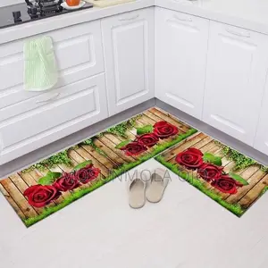 Elegant 2pcs Kitchen Mat/Rug--Rose