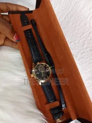 Rolex Men's Black Leather Watch With Bracelet 01 - Black