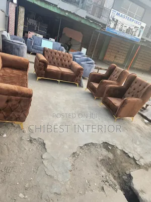 Brownish 7 Seaters Upholstery Padded Sofa.