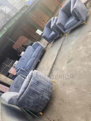 7 Seaters Grey Padded Sofa.