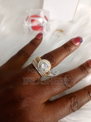 Zirconia Gold Set of Wedding Ring for Couples ZR0004 - Gold