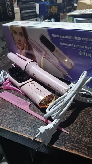 5 in 1 Wireless Straight Hair Comb and Automatic Curling Set