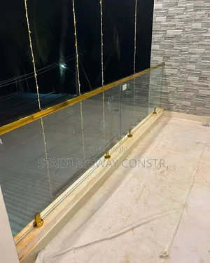 Glass Balcony Railing Tux With Gold Top