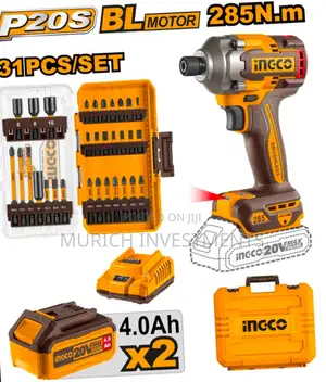 Ingco Cordless Impact Driver 285m With 4.0ah Batteries