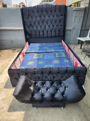 Black Four and Half by 6 Bed Frame With Footrest