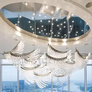 Luxury Glass Feathers Bespoke Modern Villa Lamp Chandelier