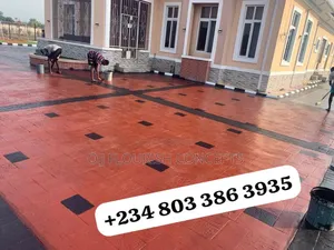Well Designed Stamped Concrete Flooring With Synthetic Grass