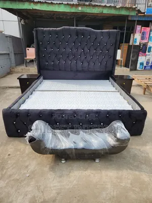 Standard King Size Bed With Cupboards and Footrest