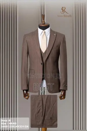 Top Quality 3pis Brown Stripes Suits For Official Class