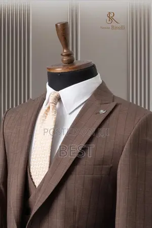 Top Quality 3pis Brown Stripes Suits For Official Class