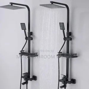Black Shower With Shower Rack