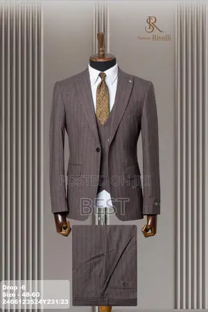 Turkish Senzo Rivolli 3pis Brown Stripes Suits